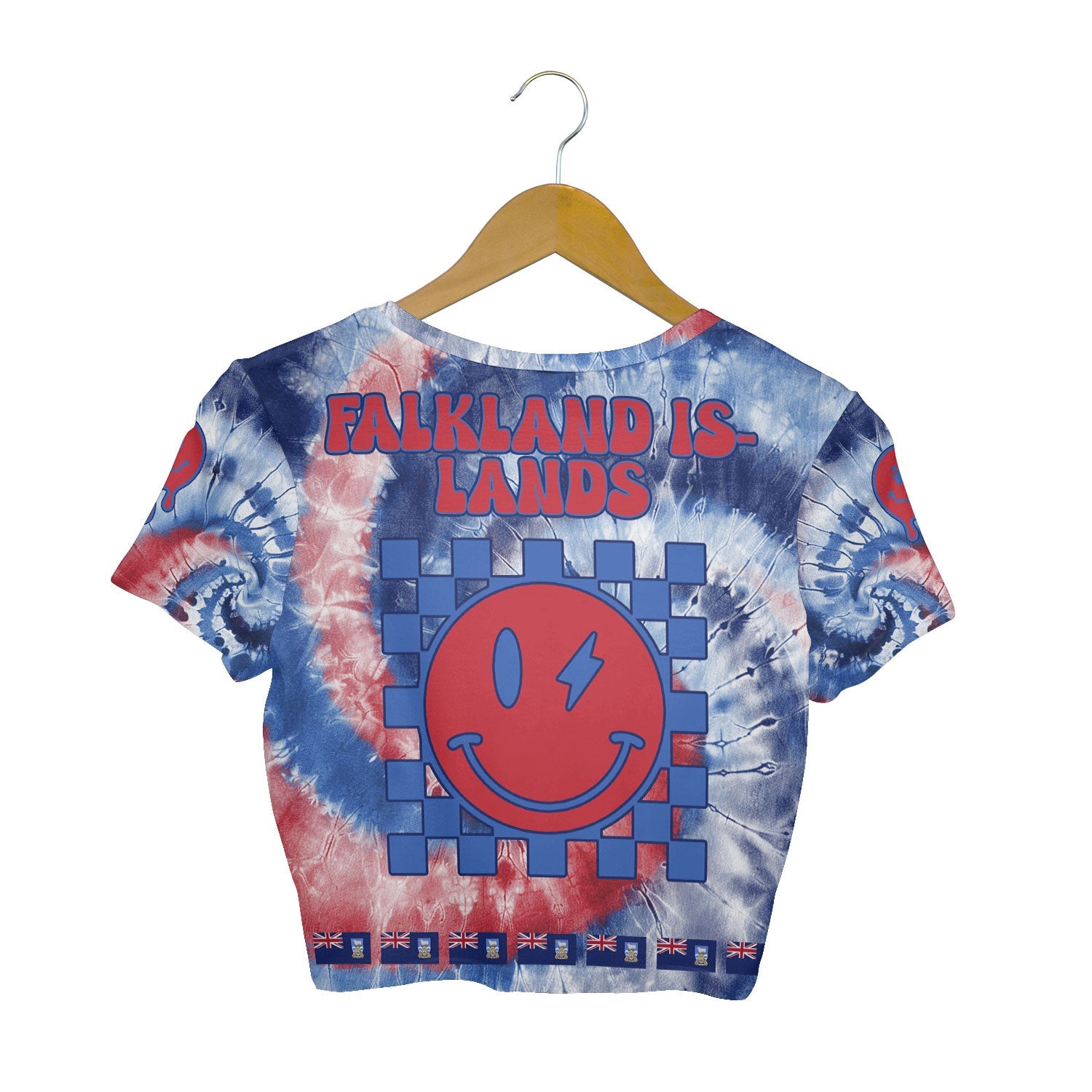 Falkland Islands Croptop T Shirt Custom Tie Dye Style 2