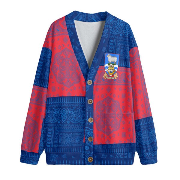 Falkland Islands Fleece Cardigan Flag And Paisley Basic Style 1