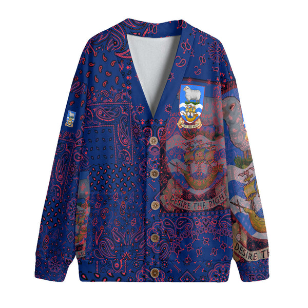 Falkland Islands Fleece Cardigan Paisley Flag And Skull Style 1