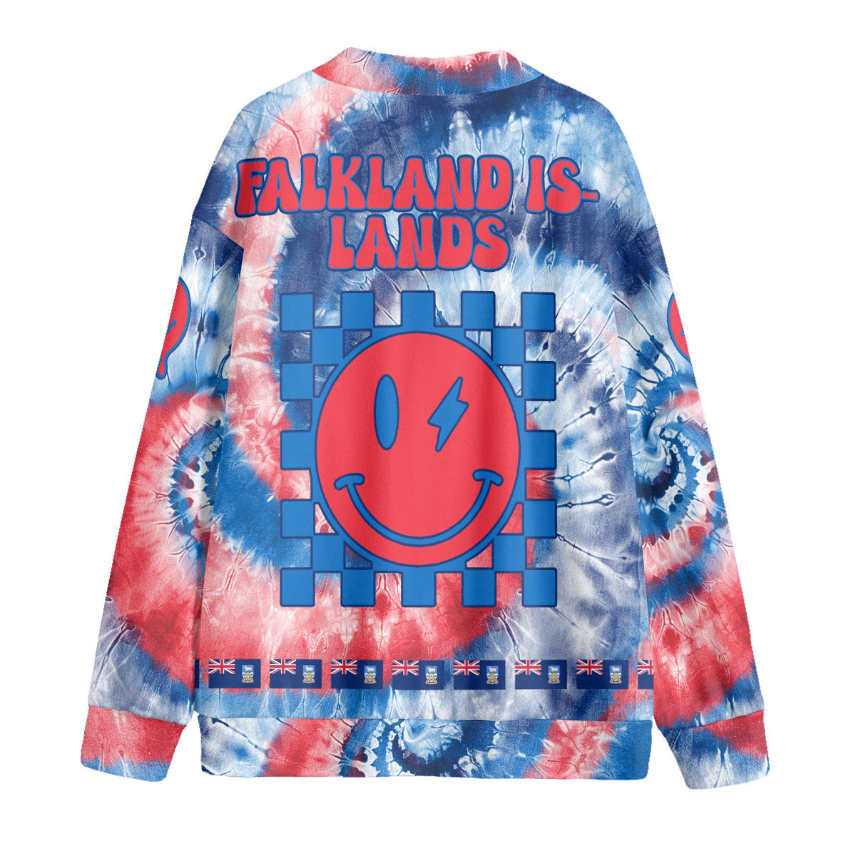 Falkland Islands Fleece Cardigan Custom Tie Dye Style 2