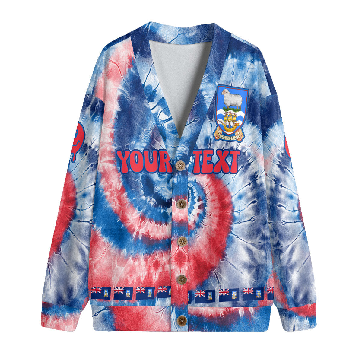 Falkland Islands Fleece Cardigan Custom Tie Dye Style 4