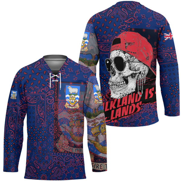 Falkland Islands Hockey Jersey Paisley Flag And Skull Style 1