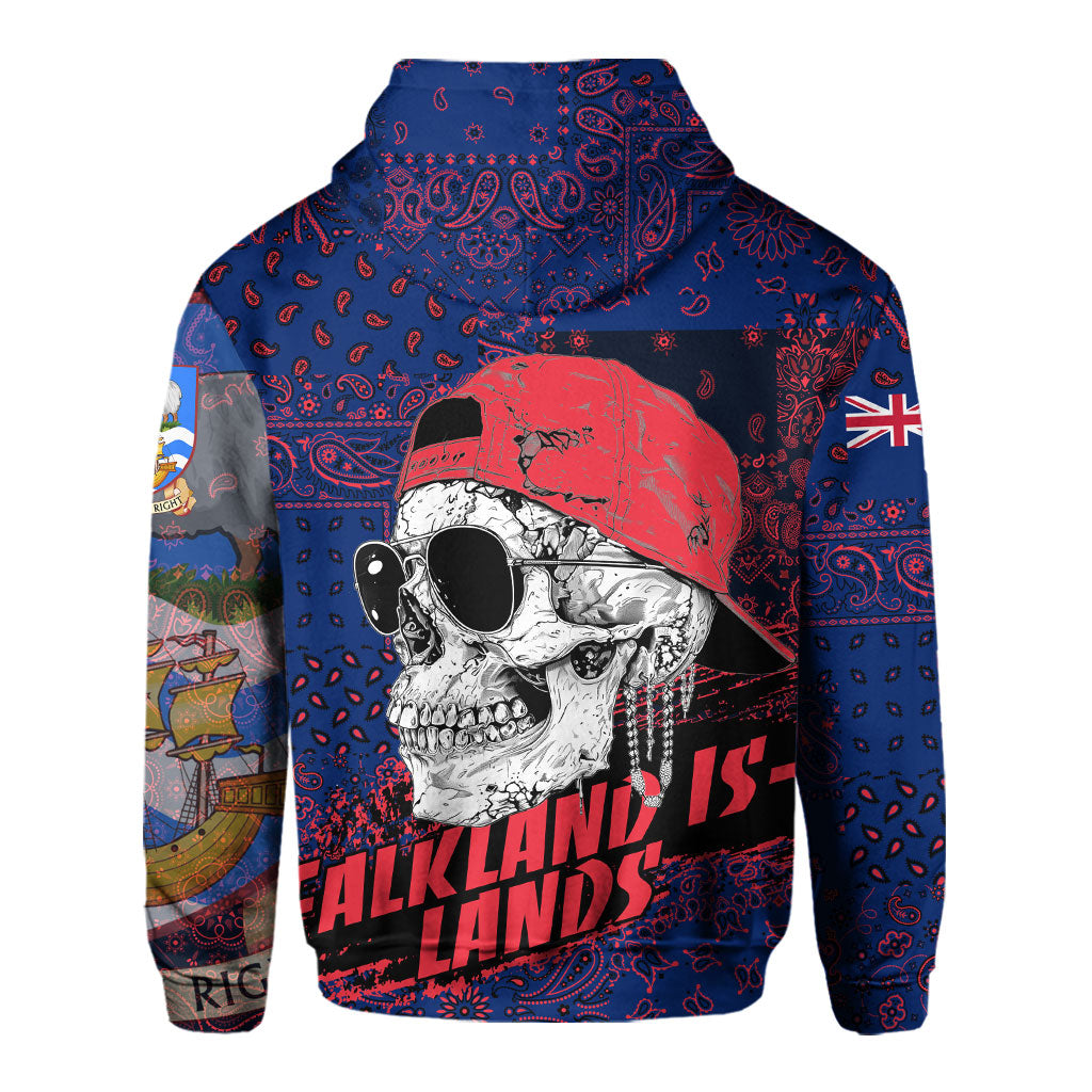 Falkland Islands Hoodie Paisley Flag And Skull Style 3