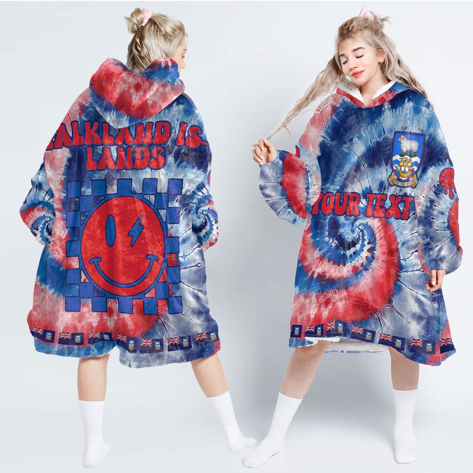 Falkland Islands Hoodie Blanket Custom Tie Dye Style 1