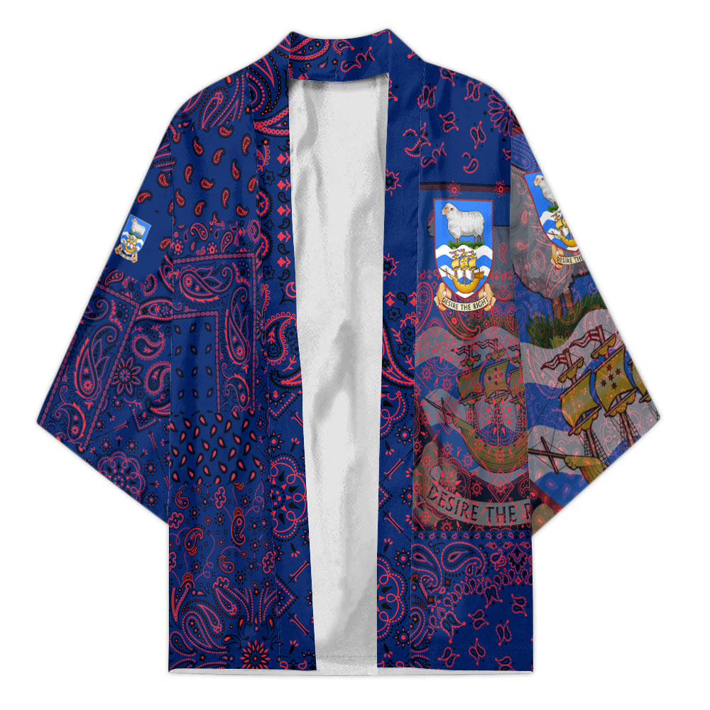 Falkland Islands Kimono Paisley Flag And Skull Style 1