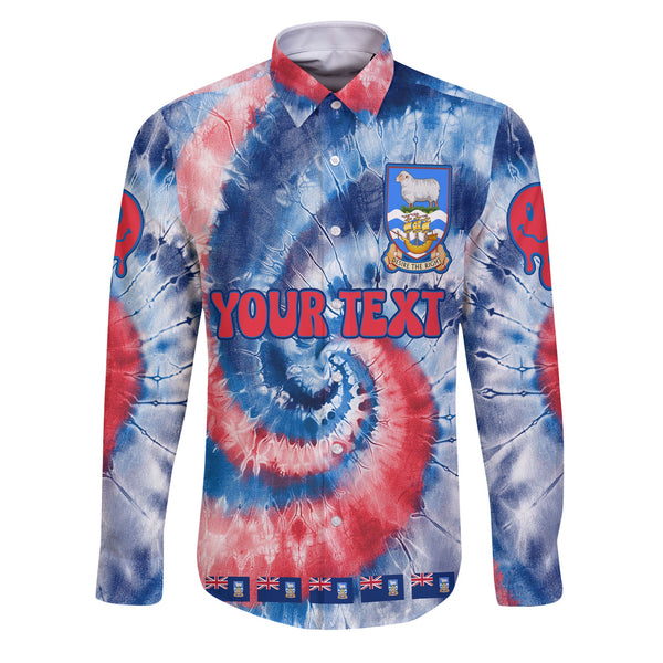 Falkland Islands Long Sleeve Button Shirt Custom Tie Dye Style 1