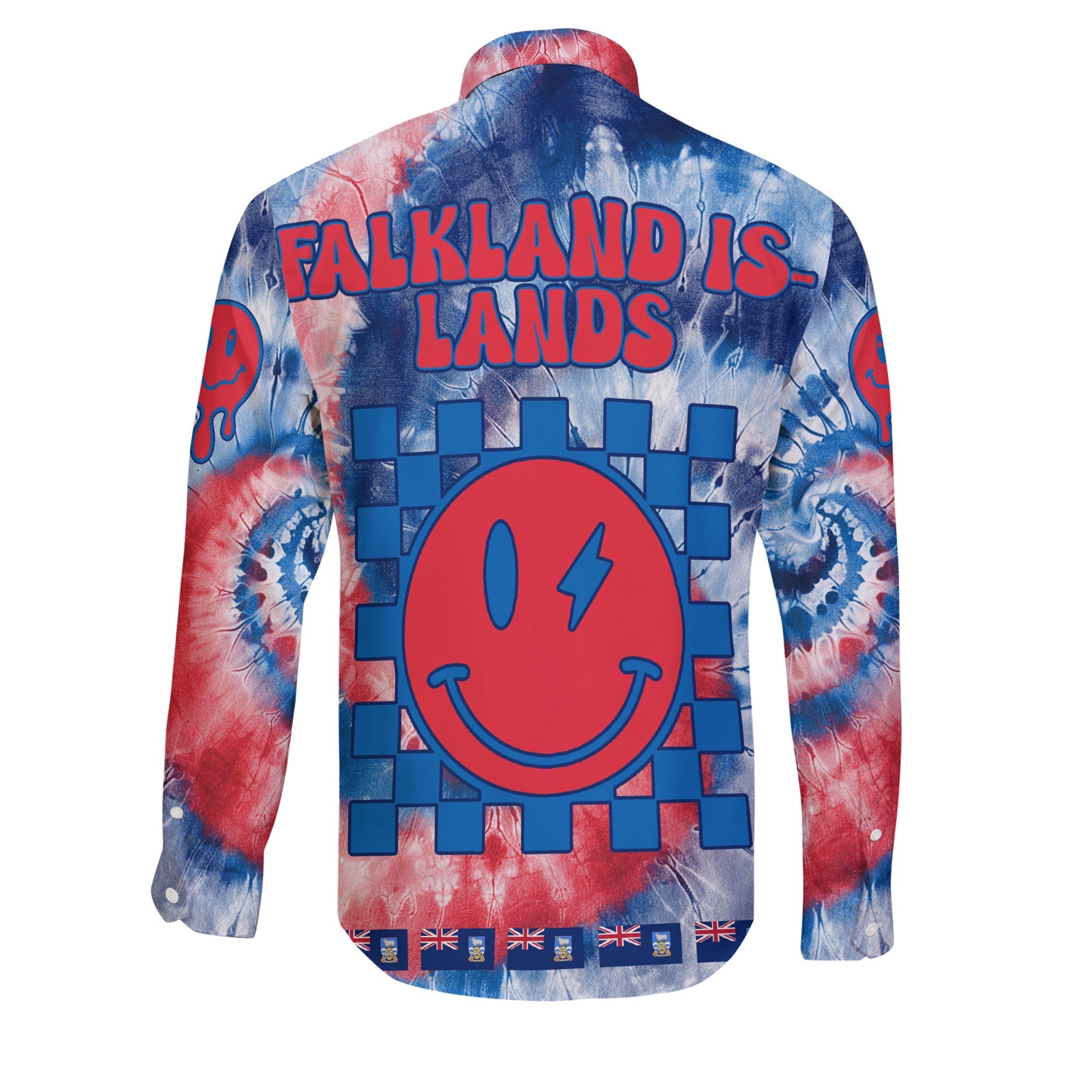 Falkland Islands Long Sleeve Button Shirt Custom Tie Dye Style 2