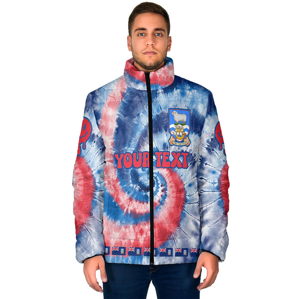 Falkland Islands Men Padded Jacket Custom Tie Dye Style 1