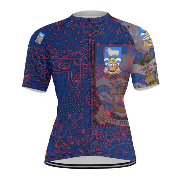 Falkland Islands Men Cycling Jersey Paisley Flag And Skull Style 1