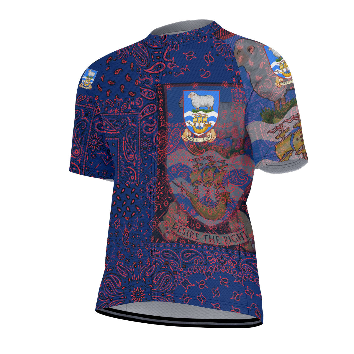 Falkland Islands Men Cycling Jersey Paisley Flag And Skull Style 2