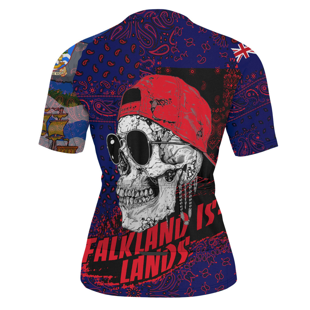 Falkland Islands Men Cycling Jersey Paisley Flag And Skull Style 3