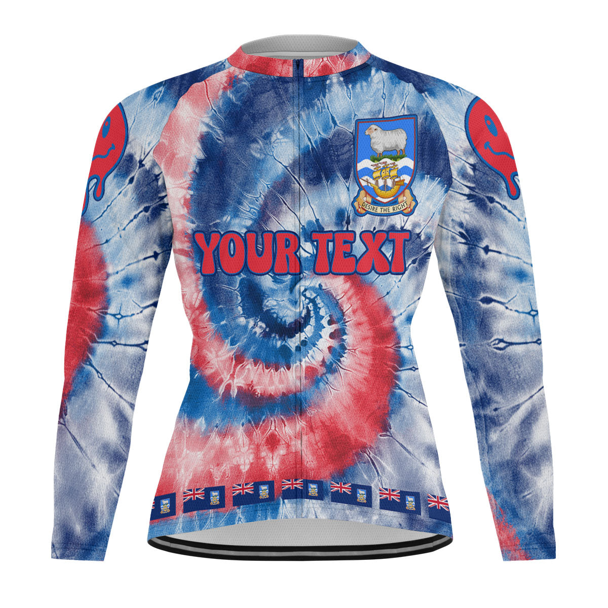 Falkland Islands Raglan Men Cycling Jersey Long Sleeve Custom Tie Dye Style 2