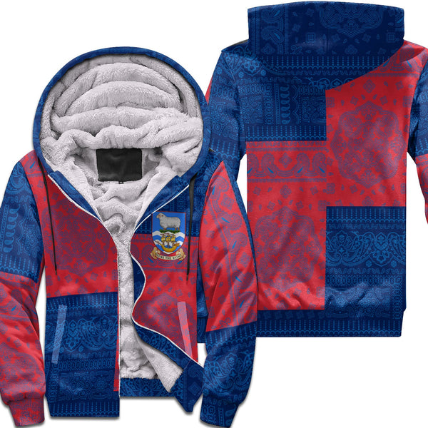 Falkland Islands Sherpa Hoodie Flag And Paisley Basic Style 1