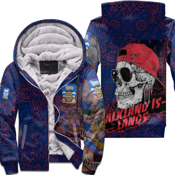 Falkland Islands Sherpa Hoodie Paisley Flag And Skull Style 1