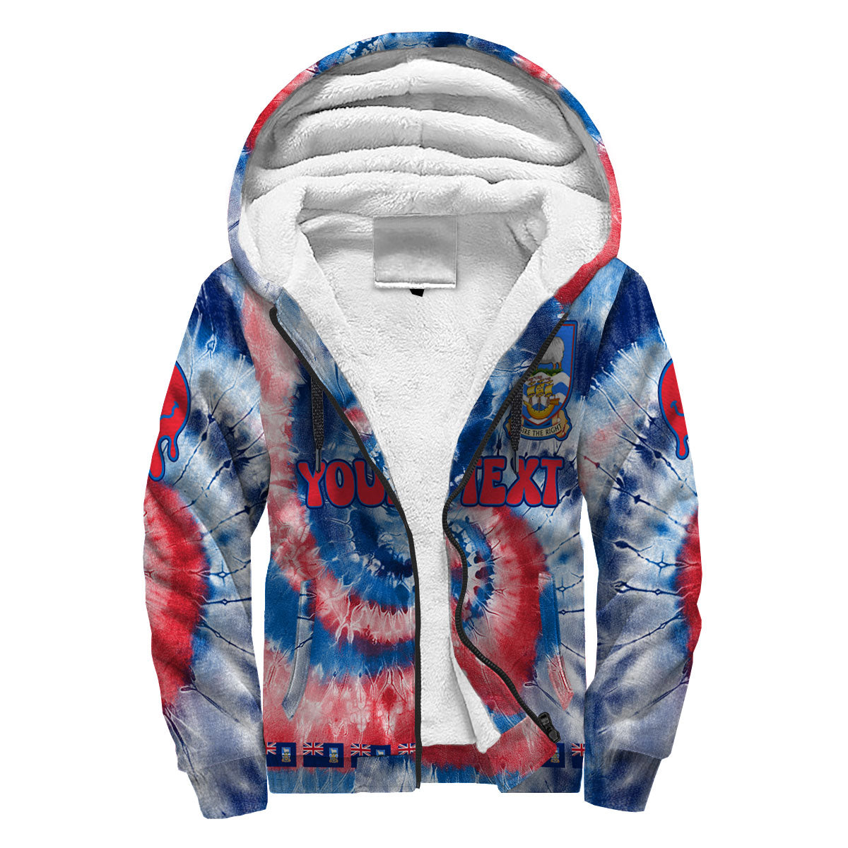 Falkland Islands Sherpa Hoodie Custom Tie Dye Style 3