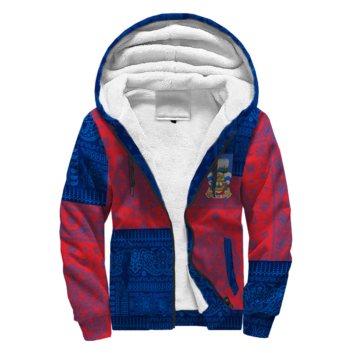 Falkland Islands Sherpa Hoodie Flag And Paisley Basic Style 3