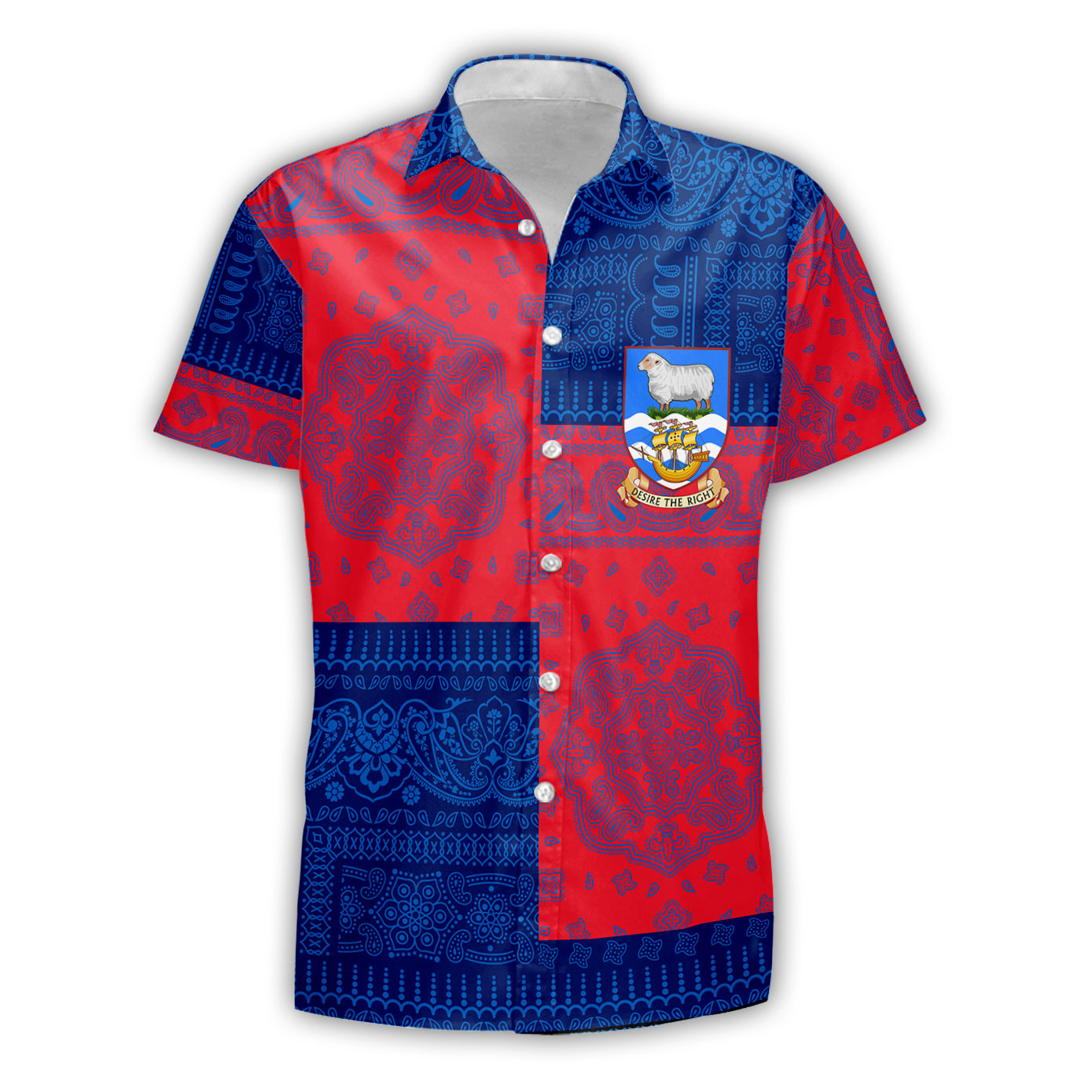 Falkland Islands Short Sleeve Shirt Flag And Paisley Basic Style 2