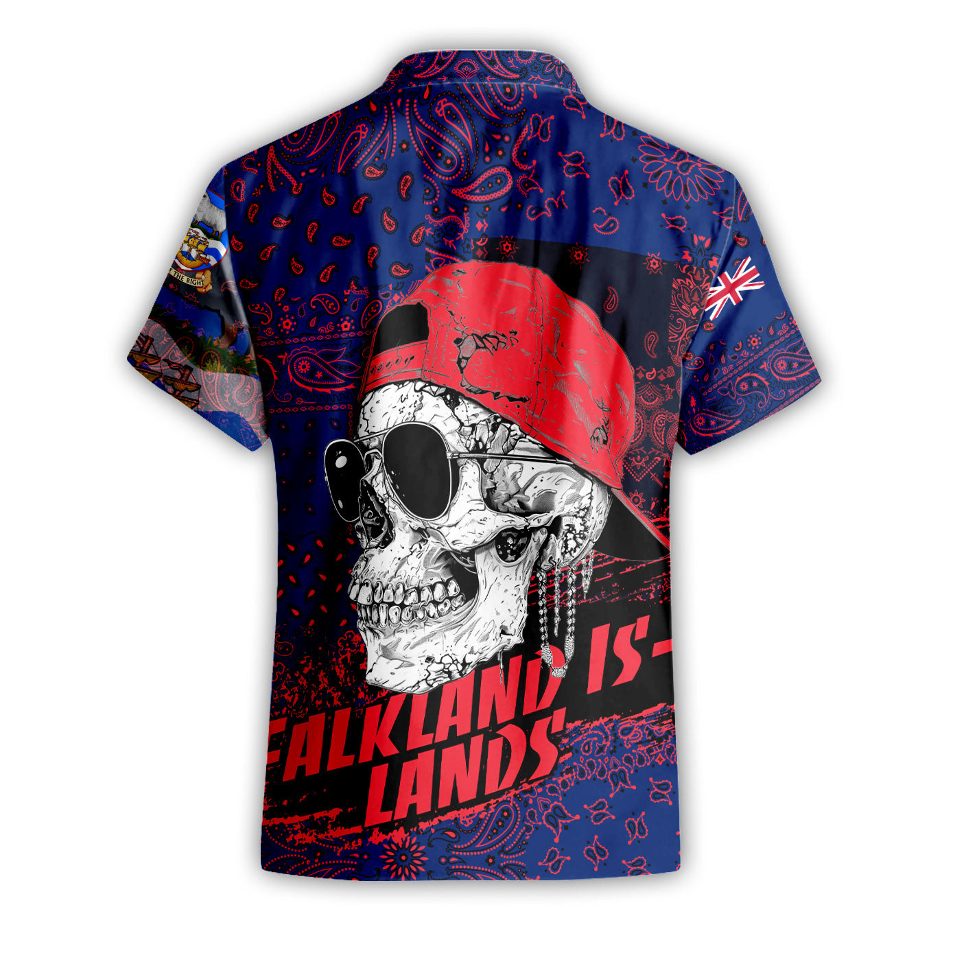 Falkland Islands Short Sleeve Shirt Paisley Flag And Skull Style 2