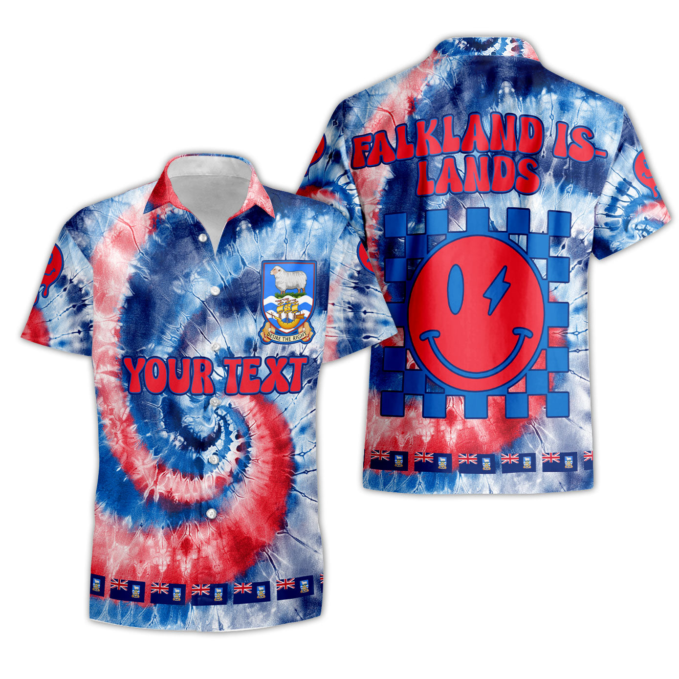 Falkland Islands Short Sleeve Shirt Custom Tie Dye Style 3