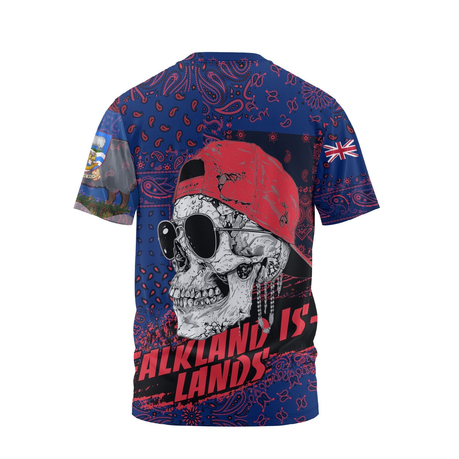 Falkland Islands T Shirt Paisley Flag And Skull Style 2