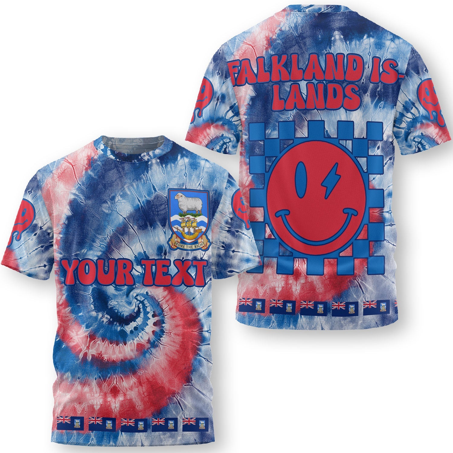 Falkland Islands T Shirt Custom Tie Dye Style 3