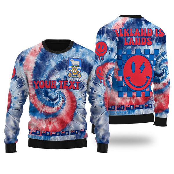 Falkland Islands Ugly Sweater Custom Tie Dye Style 1