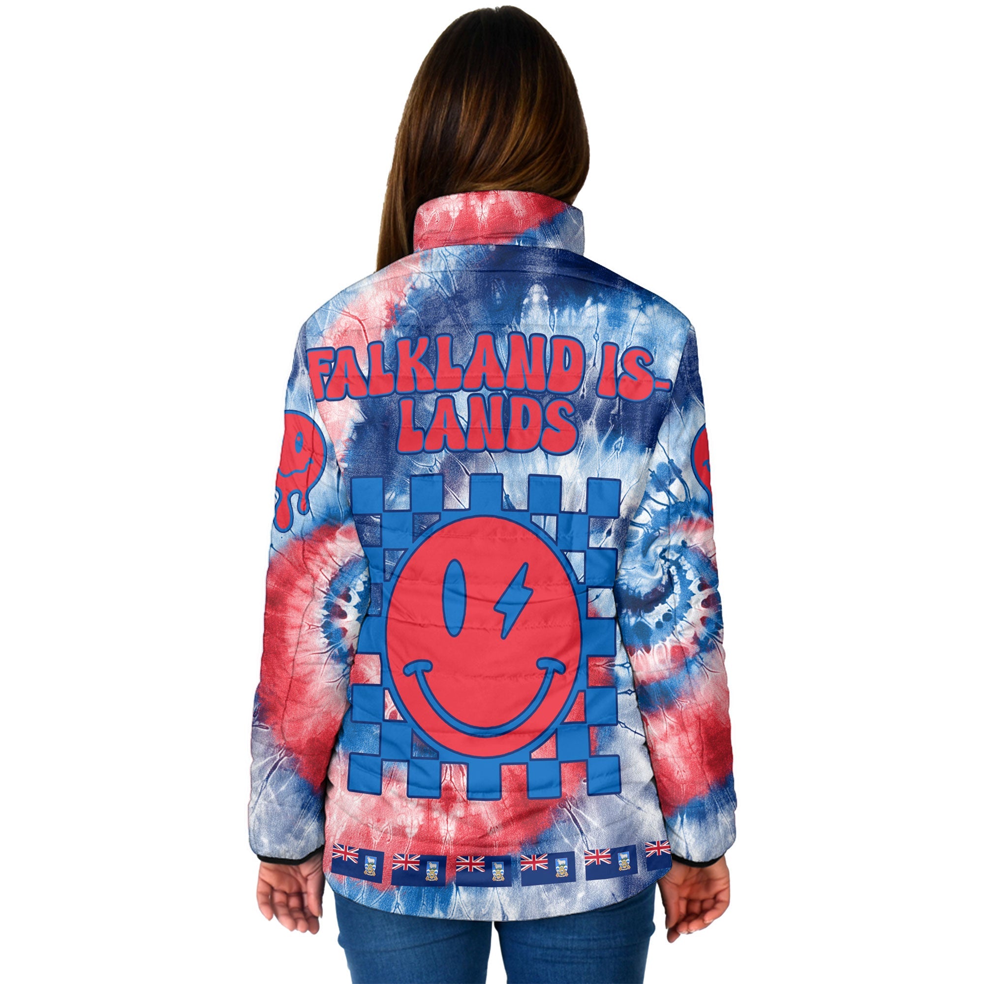 Falkland Islands Women Padded Jacket Custom Tie Dye Style 2