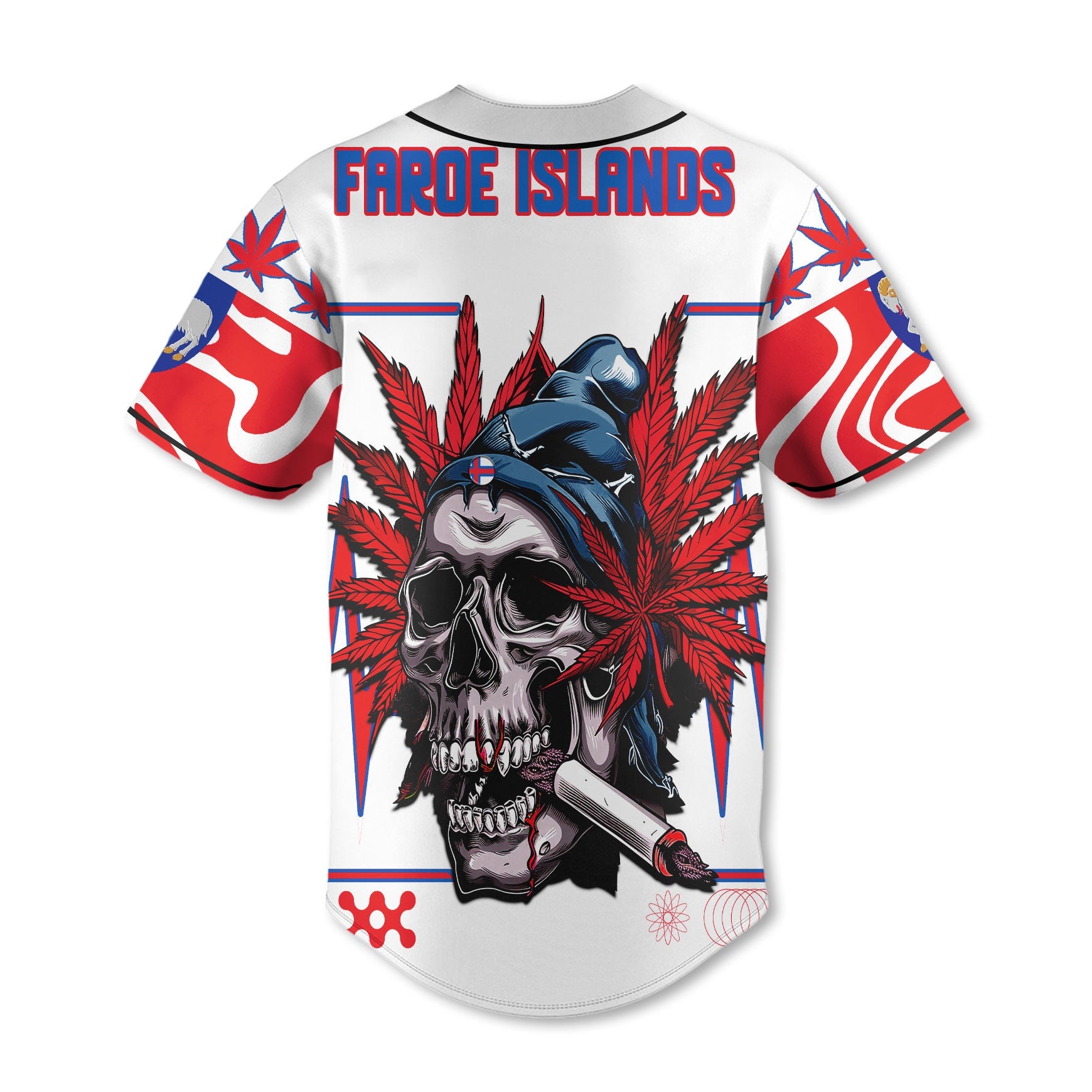 Faroe Islands Baseball Jersey Flag & Coat Of Arms Marijuanas Style