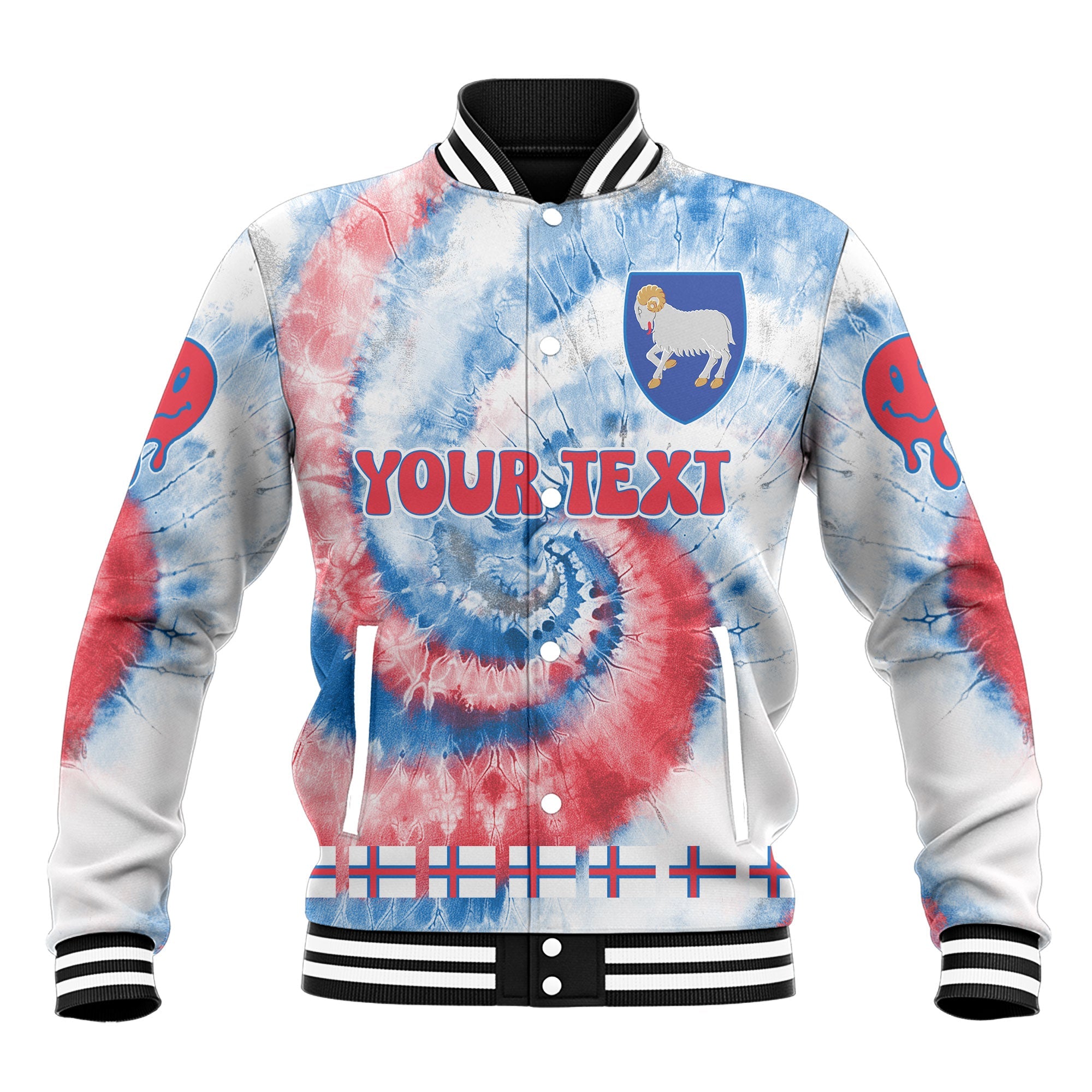 Faroe Islands Baseball Jacket Custom Tie Dye Style 2