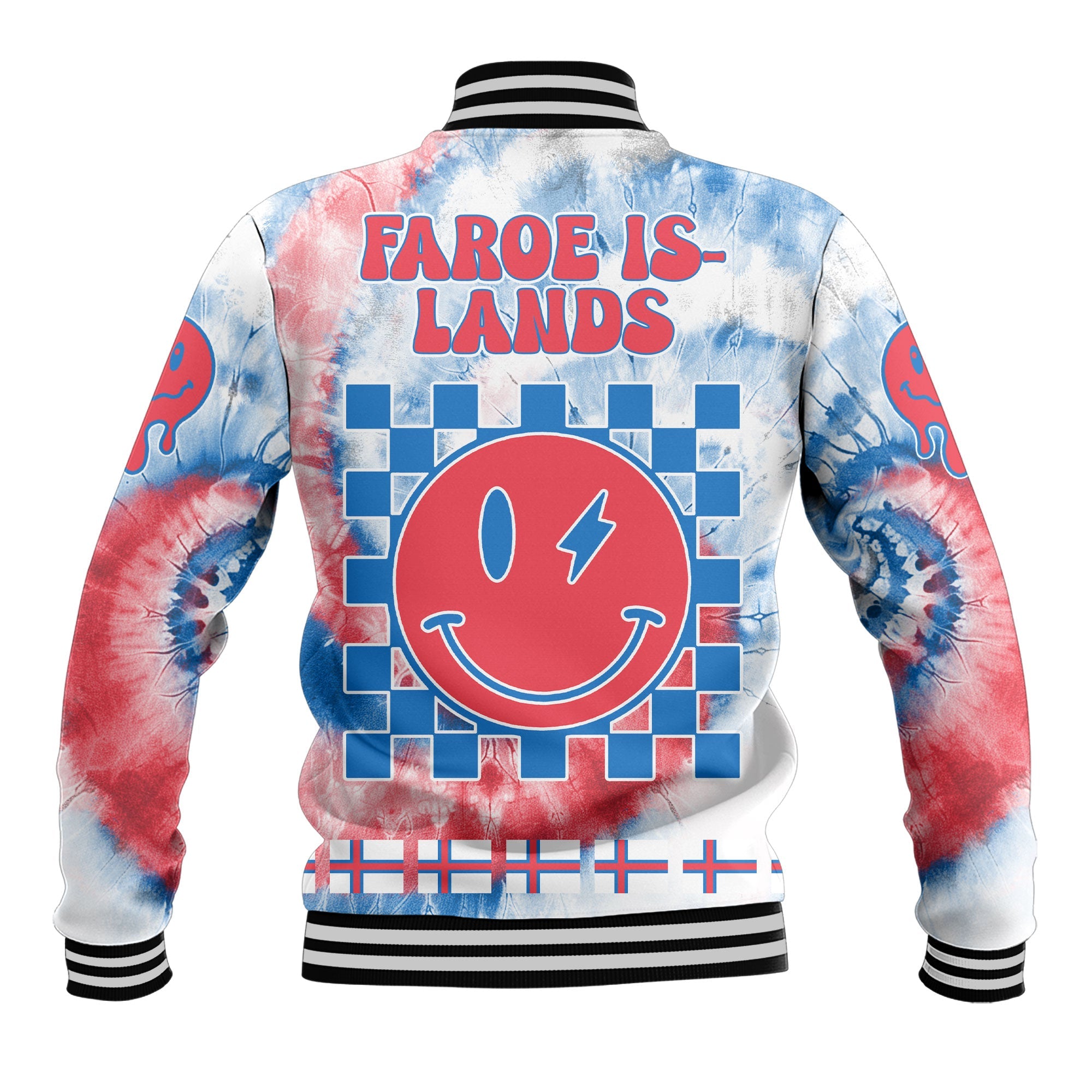 Faroe Islands Baseball Jacket Custom Tie Dye Style 3