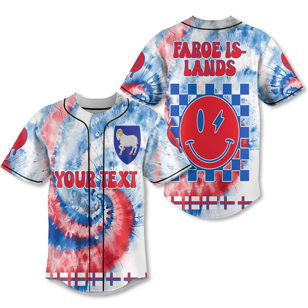 Faroe Islands Baseball Jersey Custom Tie Dye Style 1