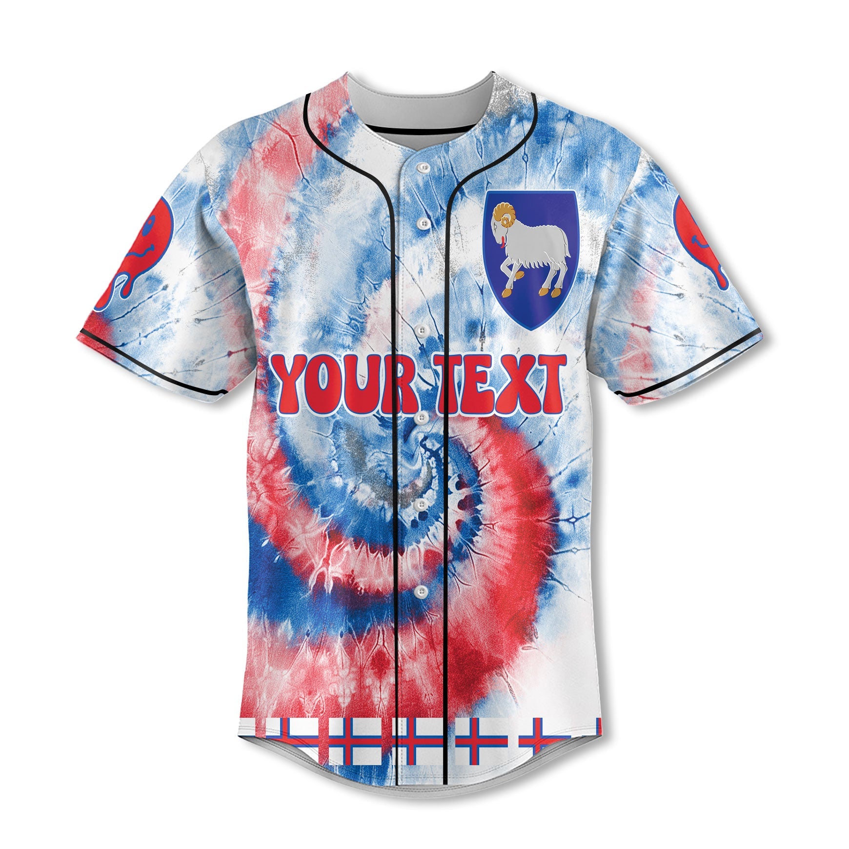 Faroe Islands Baseball Jersey Custom Tie Dye Style 2