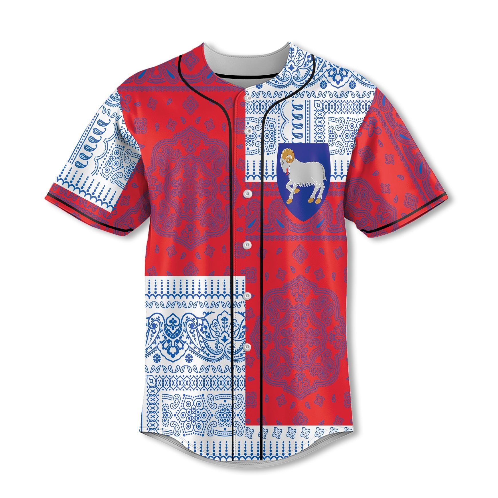 Faroe Islands Baseball Jersey Flag And Paisley Basic Style 2