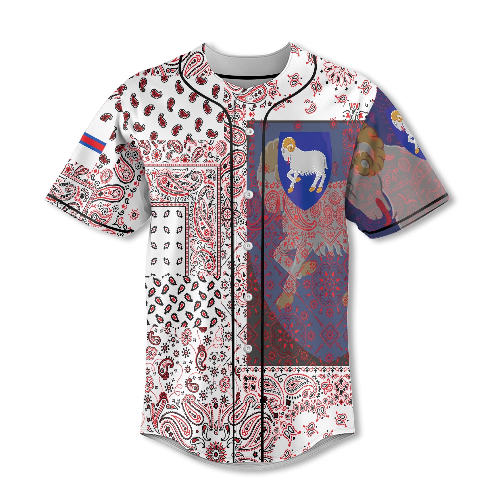 Faroe Islands Baseball Jersey Paisley Flag And Skull Style 2