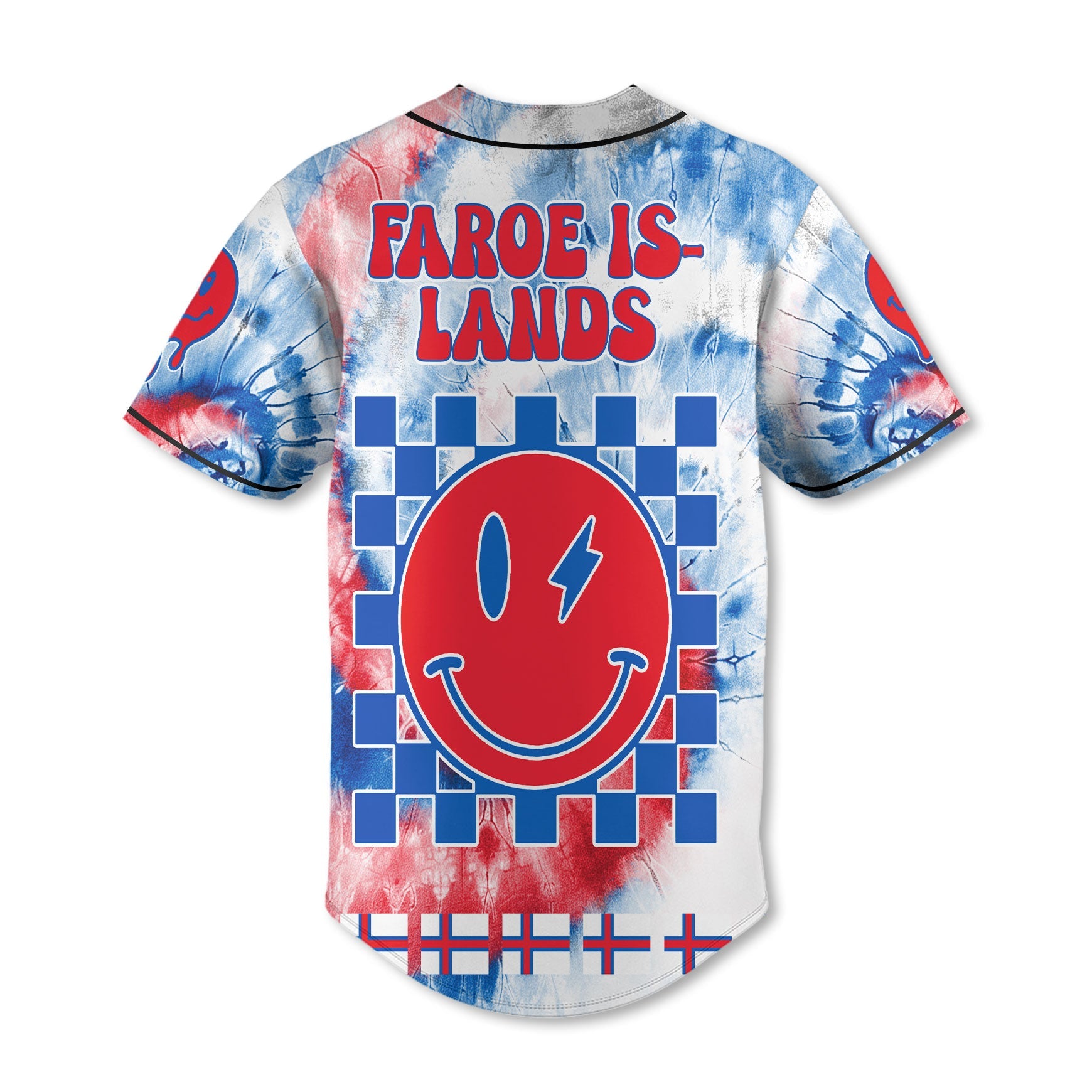 Faroe Islands Baseball Jersey Custom Tie Dye Style 3