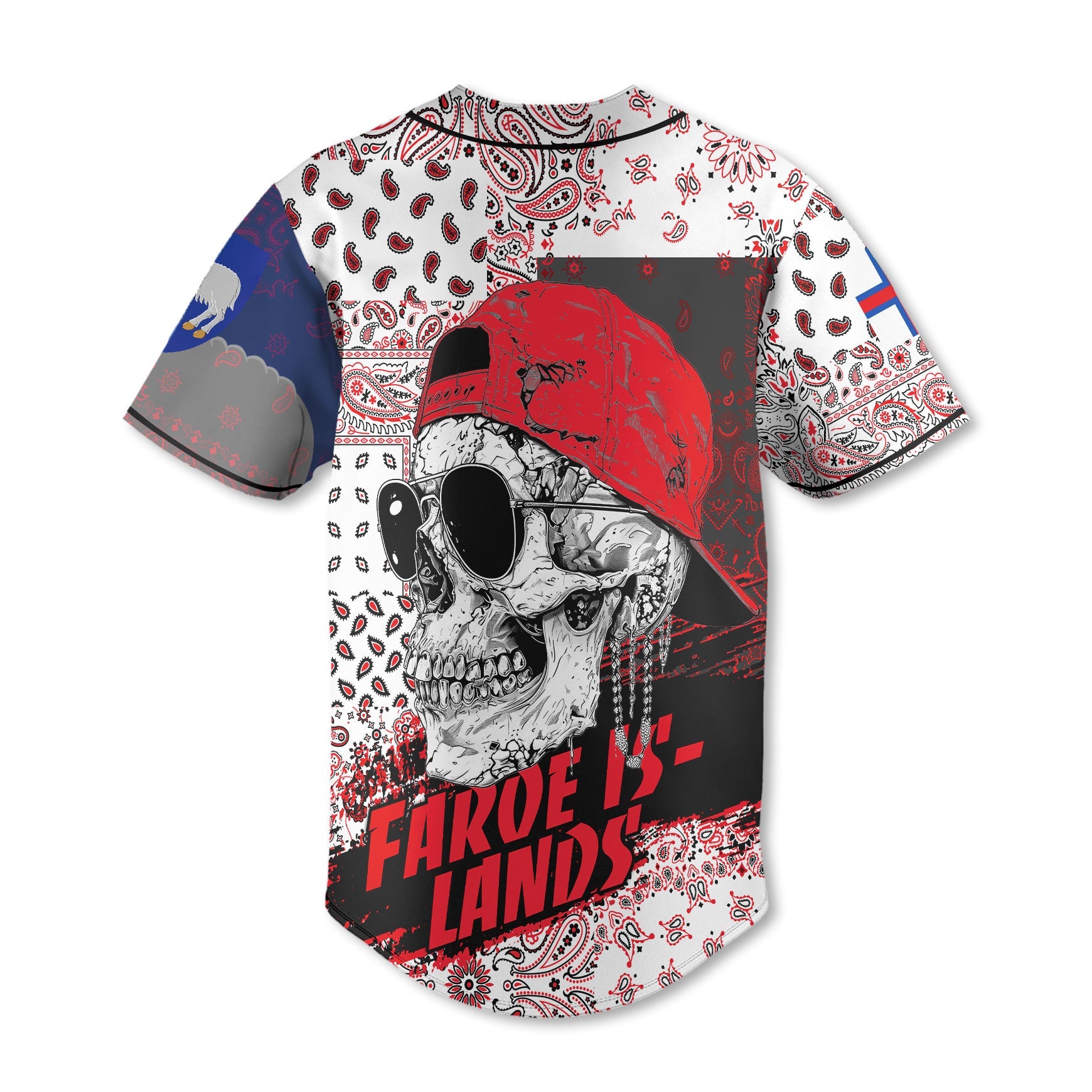 Faroe Islands Baseball Jersey Paisley Flag And Skull Style 3