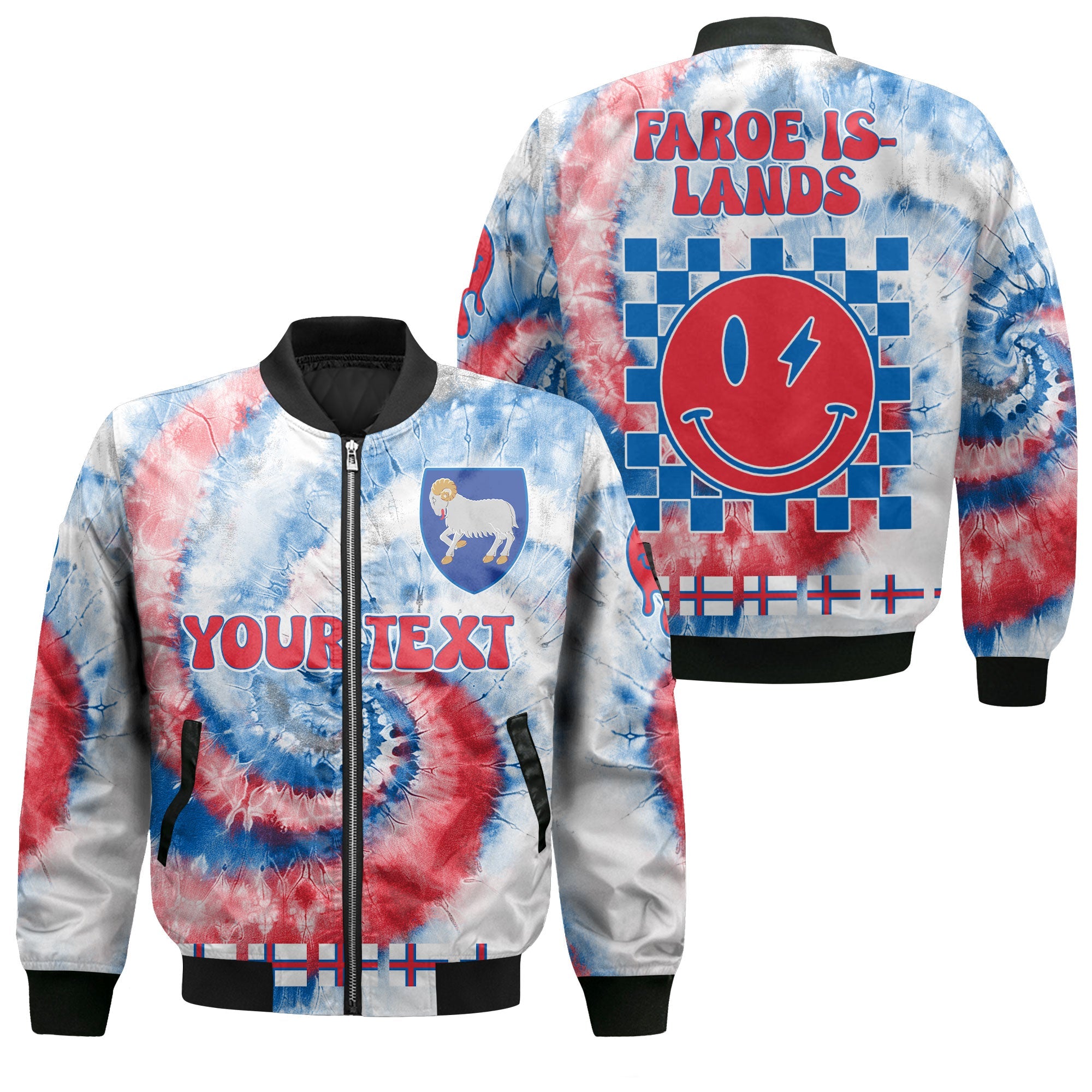 Faroe Islands Bomber Jacket Custom Tie Dye Style 1