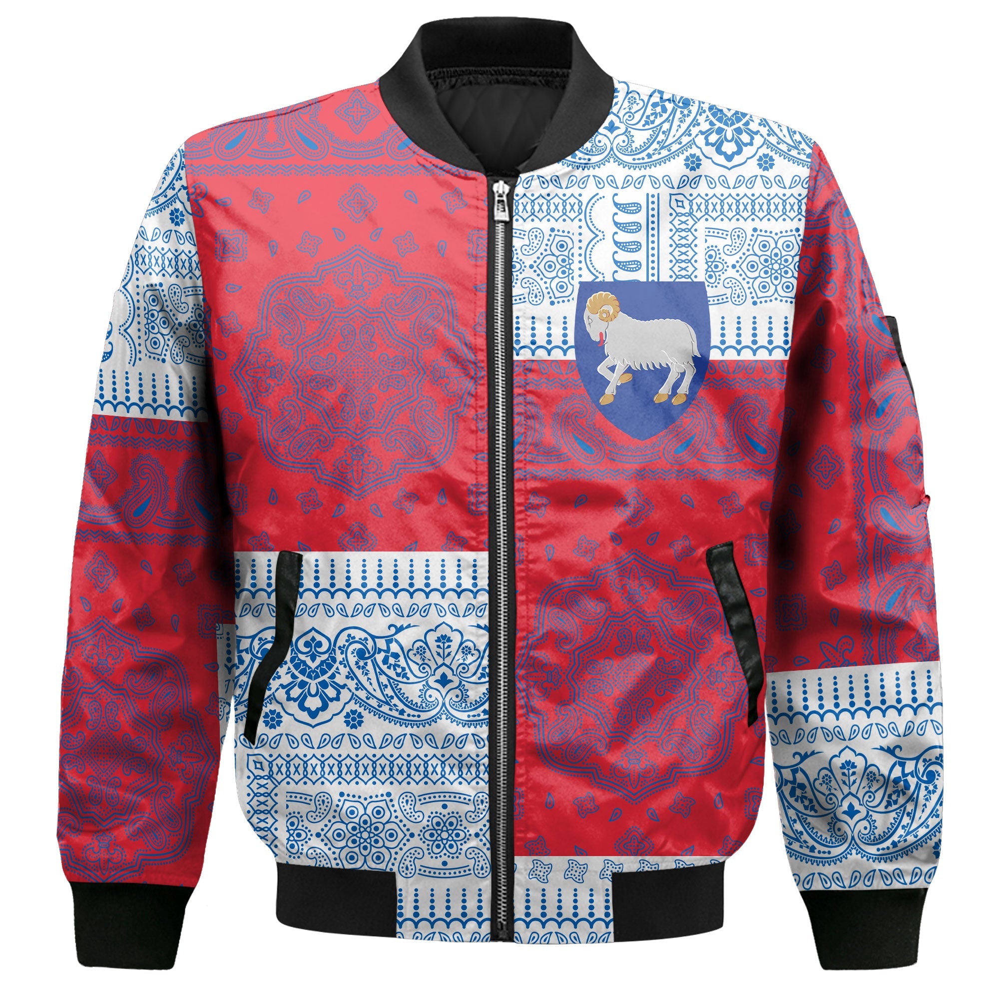 Faroe Islands Bomber Jacket Flag And Paisley Basic Style 2