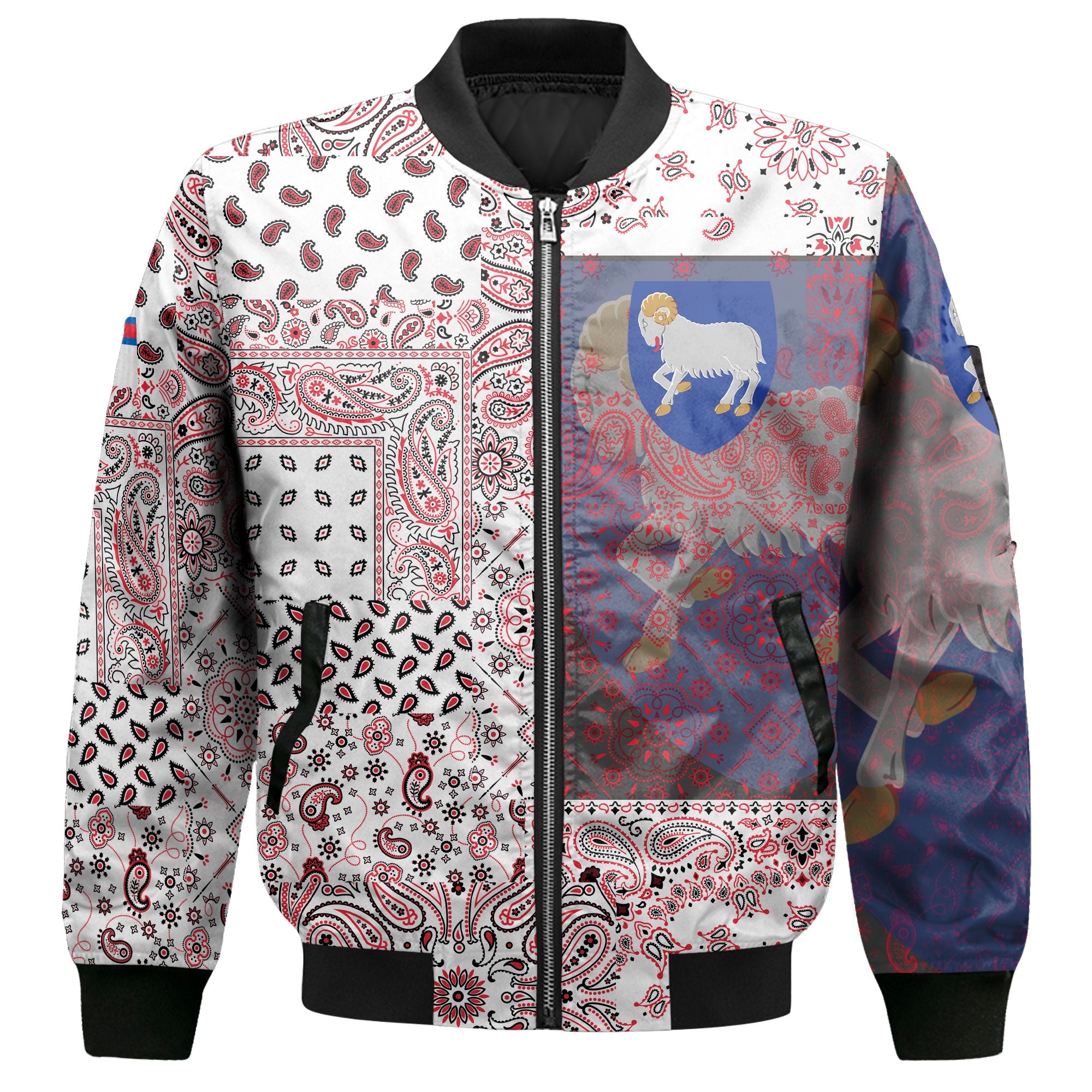 Faroe Islands Bomber Jacket Paisley Flag And Skull Style 2