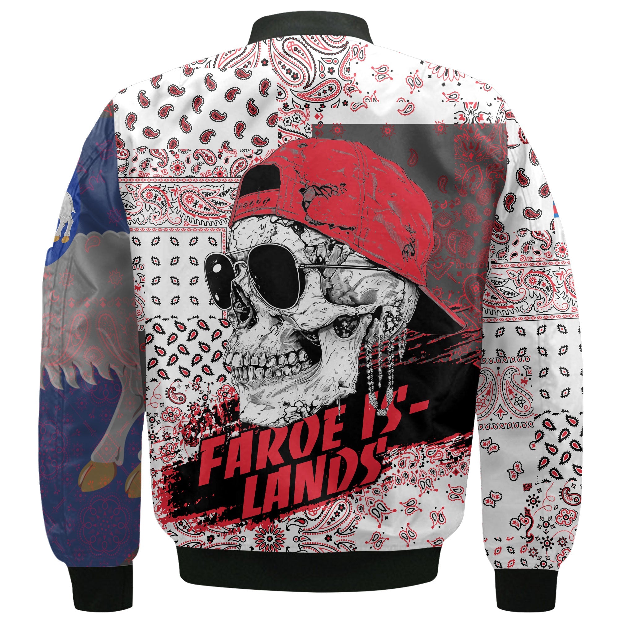 Faroe Islands Bomber Jacket Paisley Flag And Skull Style 3