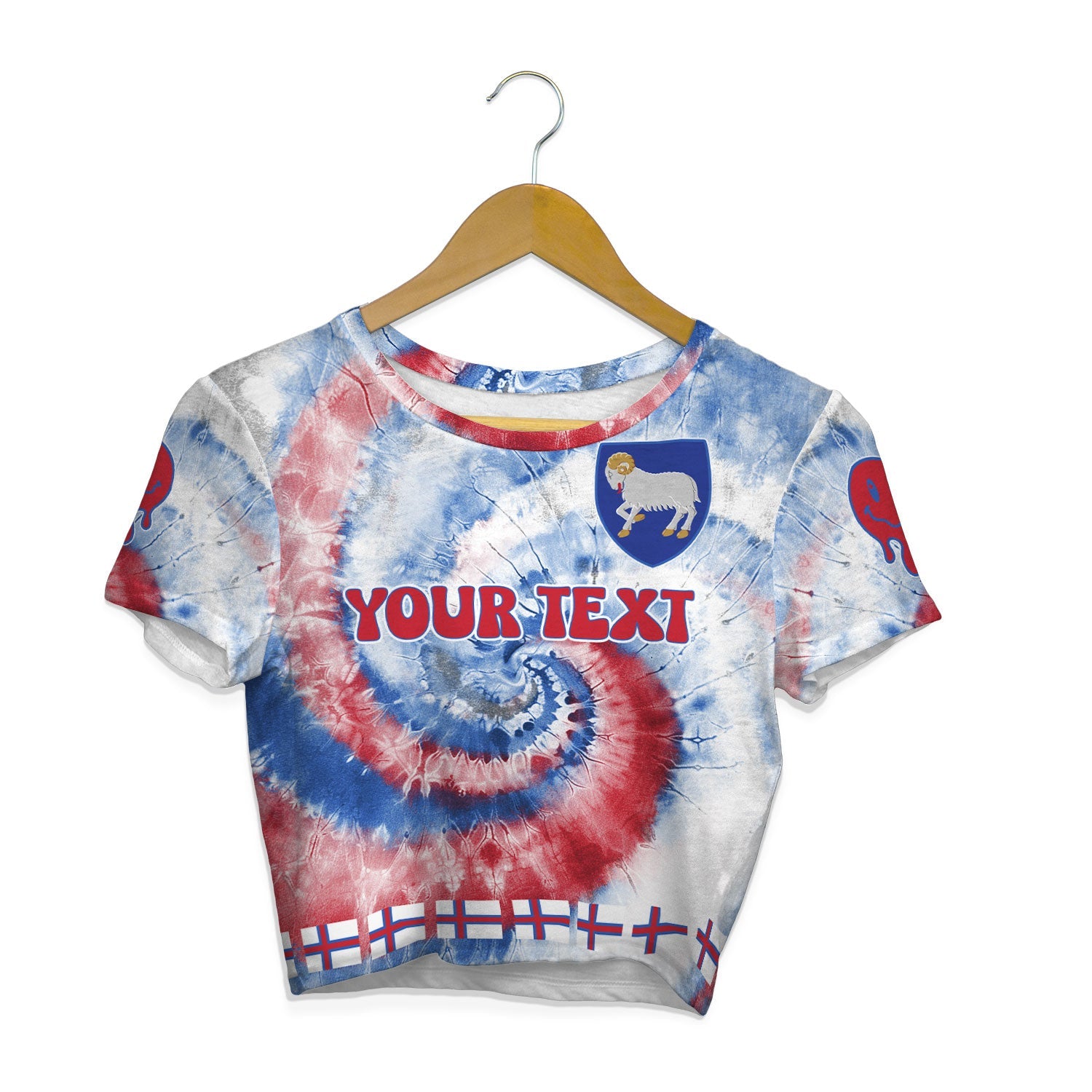 Faroe Islands Croptop T Shirt Custom Tie Dye Style 1