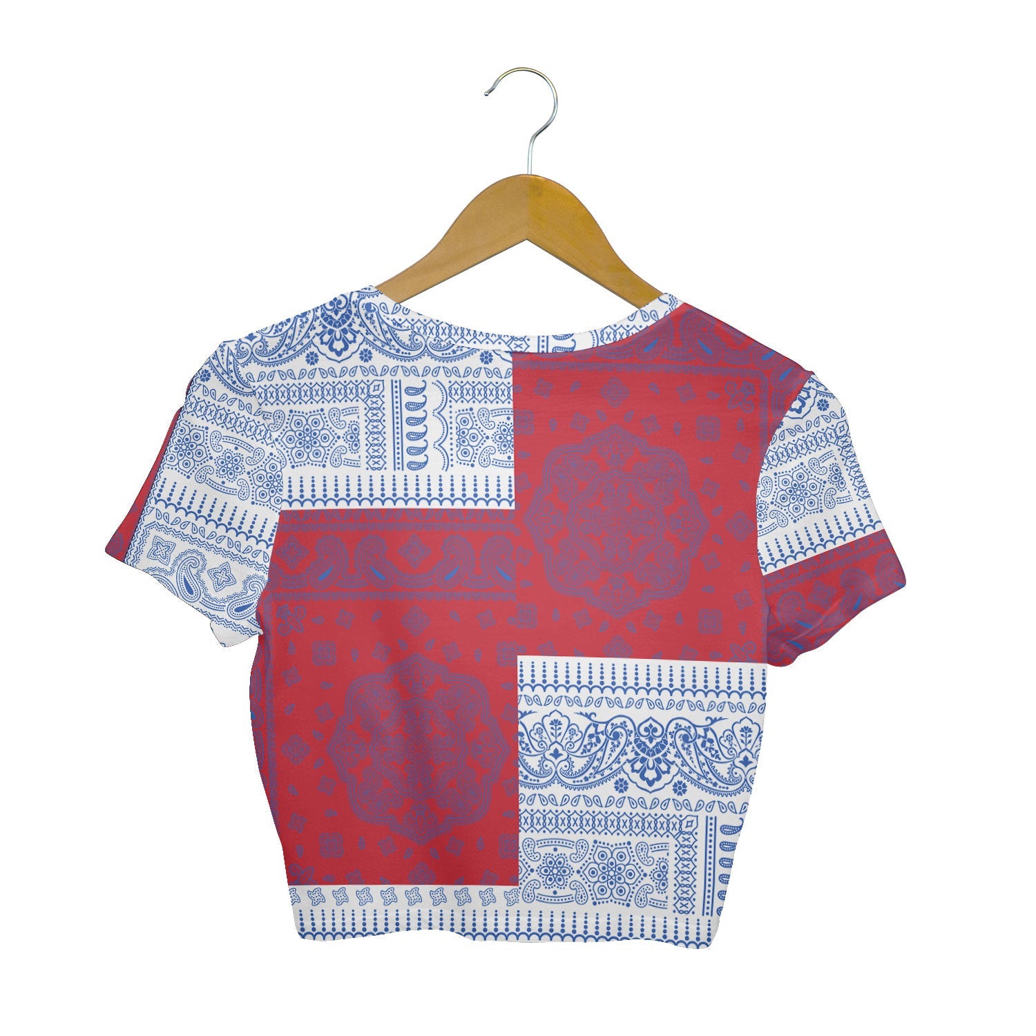 Faroe Islands Croptop T Shirt Flag And Paisley Basic Style 2