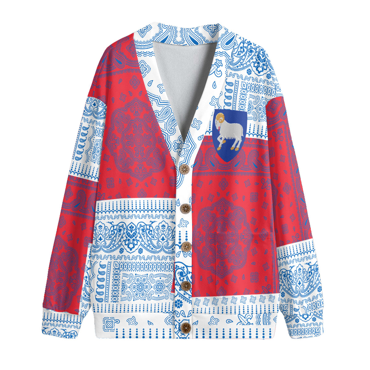 Faroe Islands Fleece Cardigan Flag And Paisley Basic Style 1