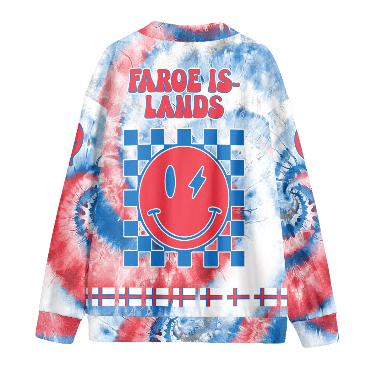 Faroe Islands Fleece Cardigan Custom Tie Dye Style 2