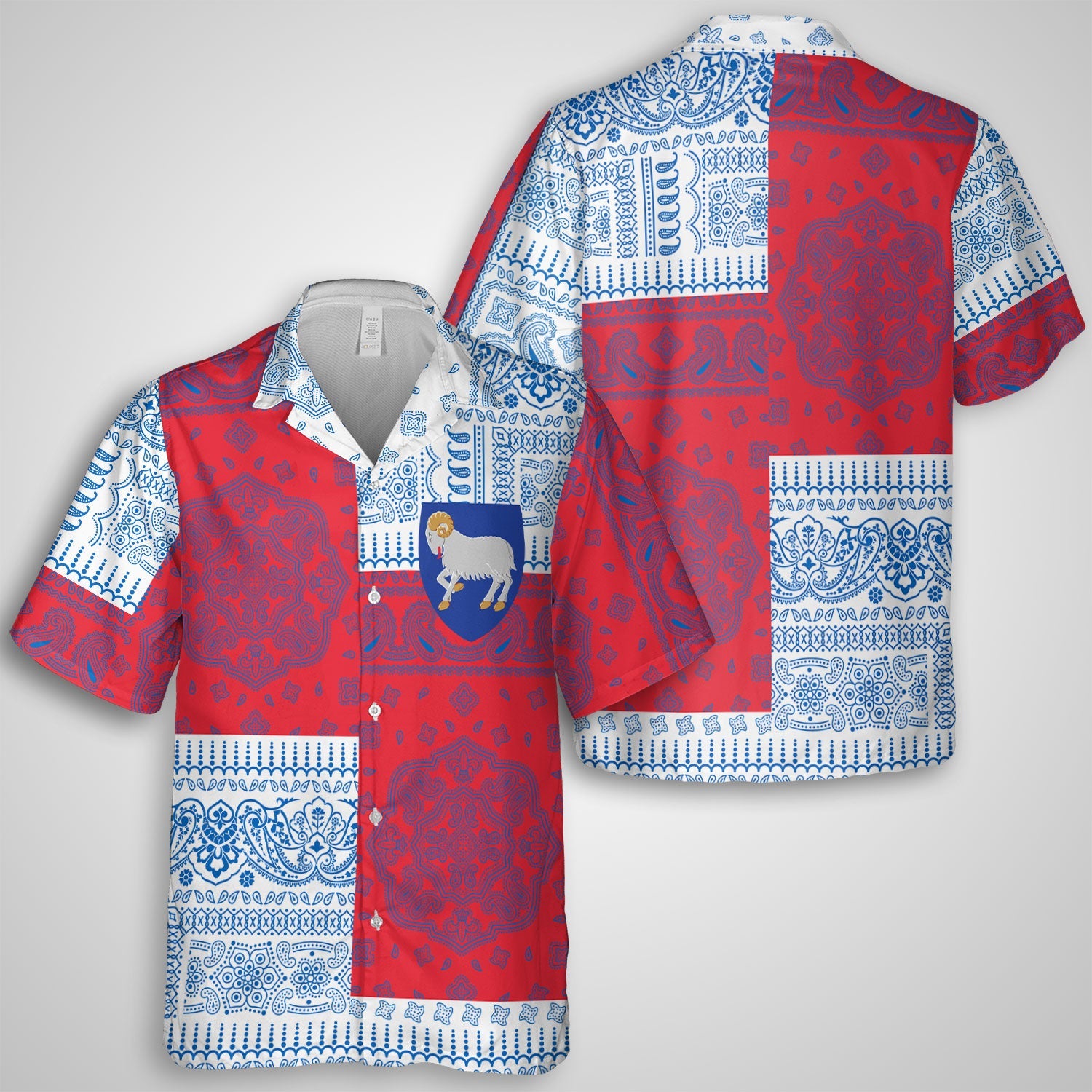 Faroe Islands Hawaiian Shirt Flag And Paisley Basic Style 1