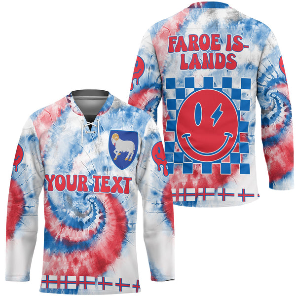 Faroe Islands Hockey Jersey Custom Tie Dye Style 1