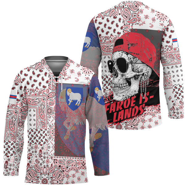 Faroe Islands Hockey Jersey Paisley Flag And Skull Style 1