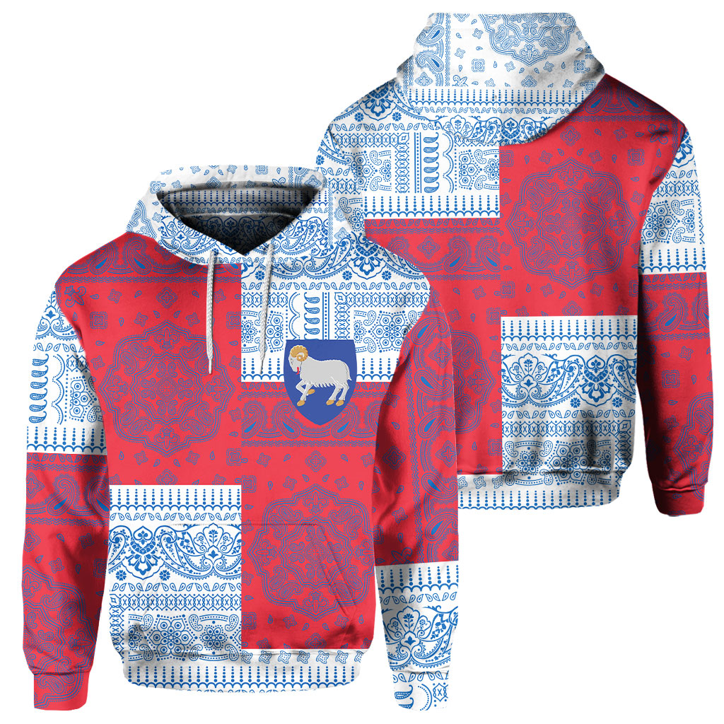 Faroe Islands Hoodie Flag And Paisley Basic Style 1