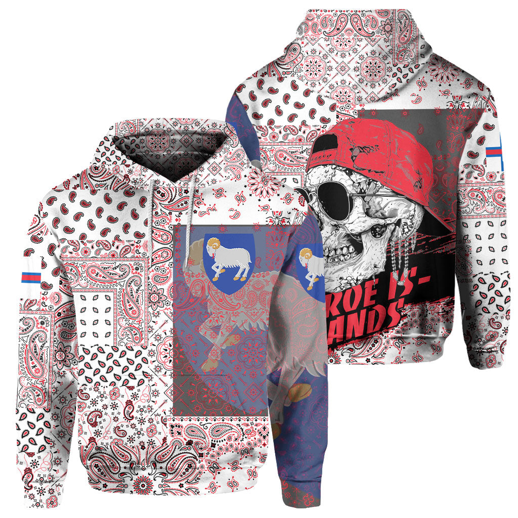 Faroe Islands Hoodie Paisley Flag And Skull Style 1