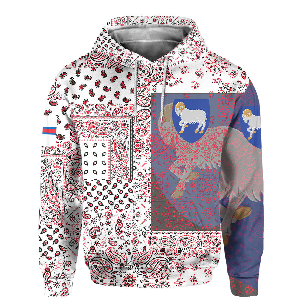 Faroe Islands Hoodie Paisley Flag And Skull Style 2